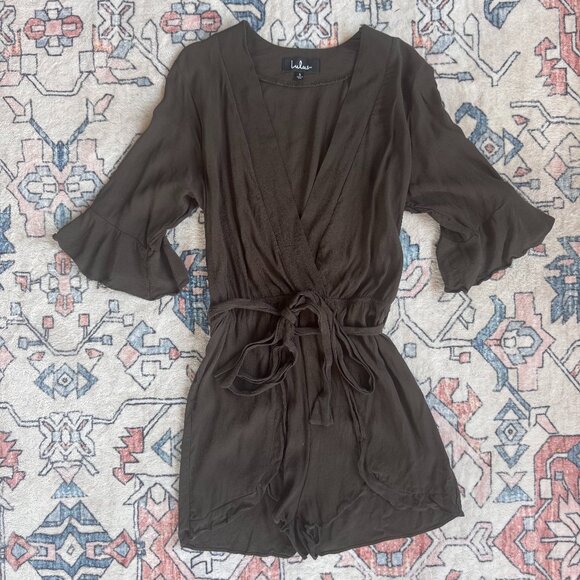 Lulus Pants - Lulus Matty Boy Flap Pocket Romper Dark Olive - size Small